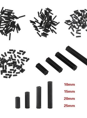 50Pcs M2 Black Hex Nylon Standoff Spacer Column Flat Head Do