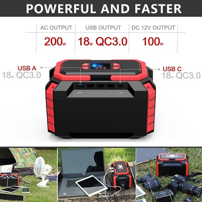 200W 60000mAh Portable Solar Generator Energy Storage Mobile