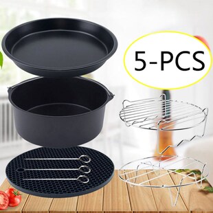5pcs/set 7 Inch Air Fryer Accessories Baking Pizza Pan Cake