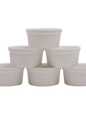 2020 New 6Pcs White Porcelain Souffle Ramekins Desserts Cust