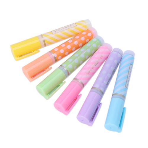 *6pcs Mini Dots Striped Highlighter Fluorescent Pen Marker P