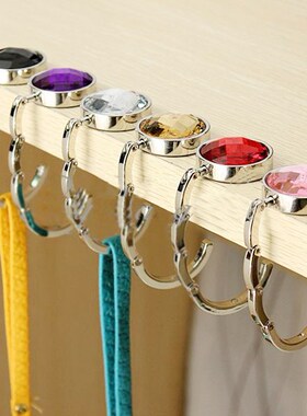 Creative Metal Folded Handbag Hook Hanger Round Shell Crysta