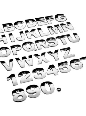 3d metAl CAr exterior stiCker ABC 123  Chrome AlphABet emBle