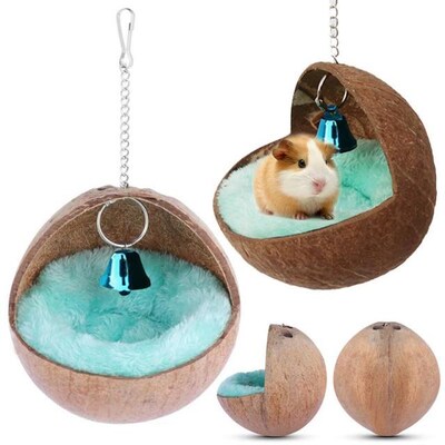 Hamster House Small Pet Parrot Wood Semicircle Coconut Shell