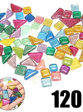 120g 70pcs Colorful Glitter Shiny Glass Mosaic Tiles Bulk  A