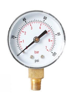 Portable Dual Scale Dial Gauge 0-100psi Radial Pressure Gaug