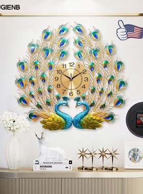 Large 60x60cm 3D Diamond Crystal Quartz Peacock Wall Clocks