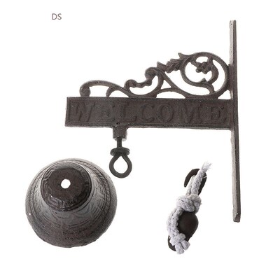 Antique Style Cast Iron Hanging Door Bell Wall Mounted Welc