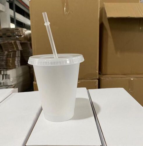 700ml/24oz 5Pcs Reusable Cups Plastic Tumbler With Lid Trans