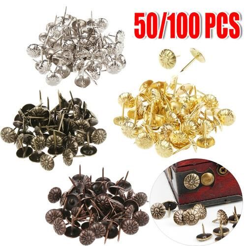 50/100 PCS Vintage Metal Tacks Stud Pushpin Doornail Furnitu
