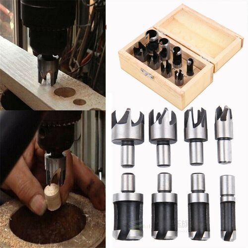 8Pcs 6/10/13/16mm Wood Plug Cutting Drill Bits Cylinder Claw