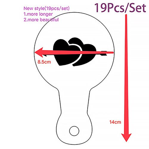 19 Pcs Coffee Cake Plastic Stencil Decoration Cupcake Templa