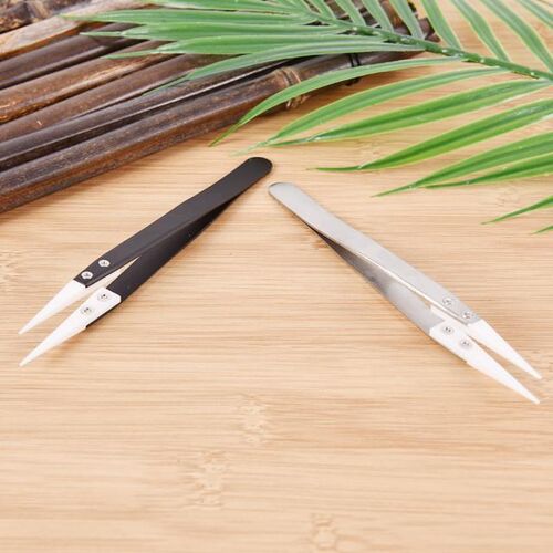 Heat Resistant Stainless Steel Ceramic Tweezers Non Conducti