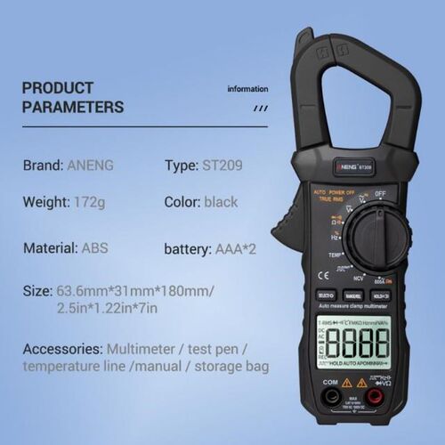 6000 Counts True RMS Clamp Meter Digital Multimeter NCV Squa