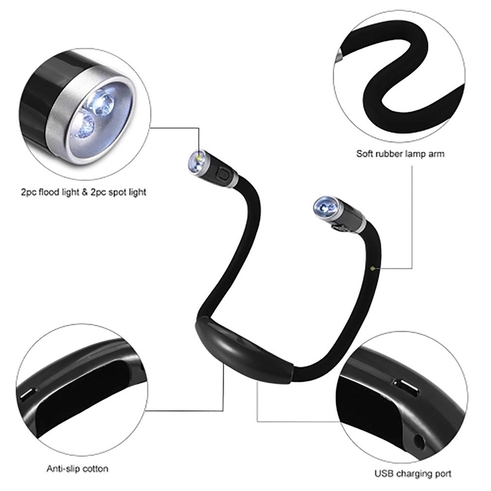 Flexible Adjustable LED Light Neck Book Night Lamp for Study