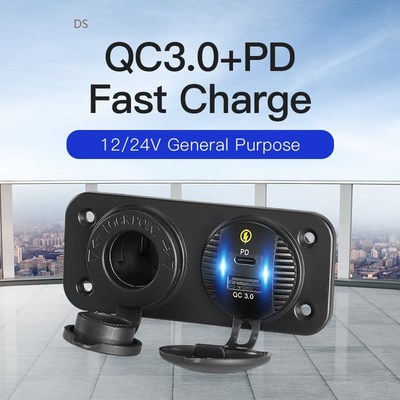 Car Charger 12V Usb Socket Type C Fast Charging QC3.0 Quick