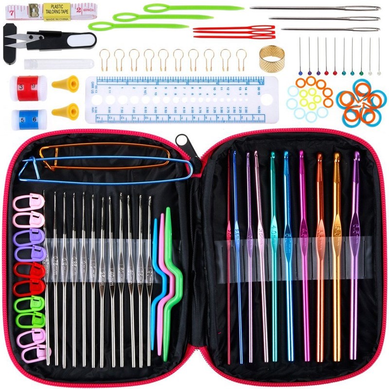Mix 22pcs Crochet Needles Set With Yarn Storage Bag Organize