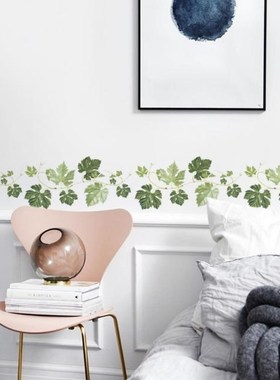 16x60cm Green leaf vine Baseboard wall stickers bedroom livi