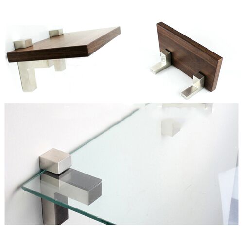 2pcs Wall Mount Glass Shelf Adjustable Wood Shelf Bracket Br