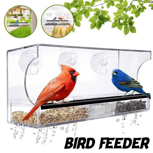 Acrylic Bird Feeder Food Box Anti-scatter Parrot Feeder With