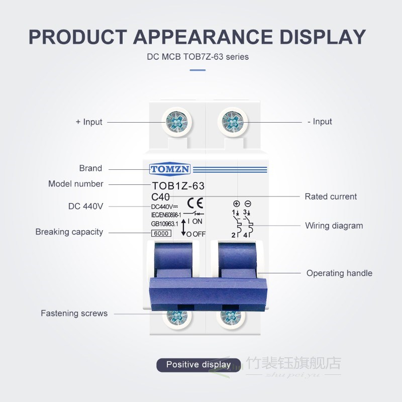 2P DC MCB 6KA 440V Mini Circuit Breaker 3A 6A 10A 16A 20A 25
