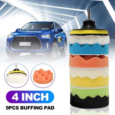 DOERSUPP 9Pcs/Set 4 Inch 100mm Buffing Pad Polishing Pad Kit