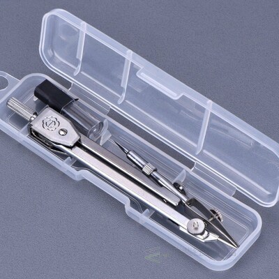 Durable Silver Metal Drafting Tools Math Drawing Compass Set