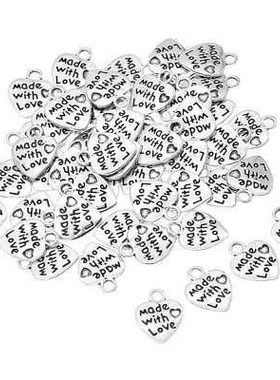 50PCS Made With Love Printed Silver Metal Tags  Gart DIY Qui