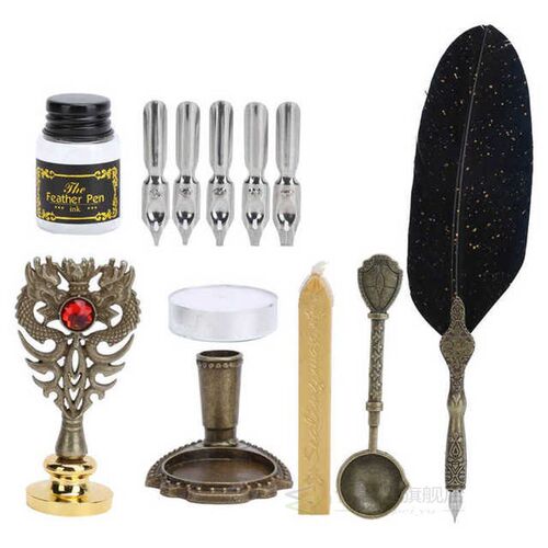 Quill Dip Pen Set Vintage Feather Fountain Pen Student Writi