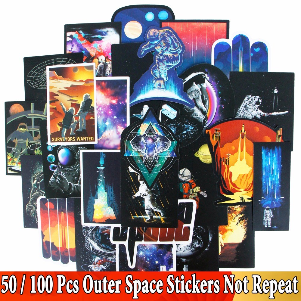 50/100 Pcs Outer Space Stickers JDM Astronaut Spaceship Caps