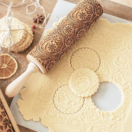 Christmas Embossing Pin Baking Cookies Noodle Biscuit Fondan