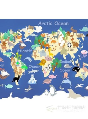 Laeacco Old Map Of The World Animals Living Baby Study Lear