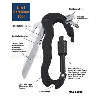 Carabiner Hook Screwdriver Bottle Opener defensa personal Ta