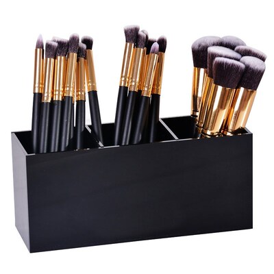 LASPERAL Black 3Grids Makeup Organizer Brushes Holder Acryli