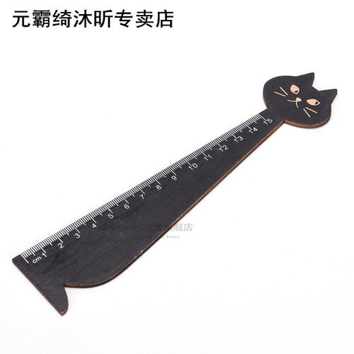 15cm Lovely Cat Shape Ruler Cute Wood Animal Straight Rulers