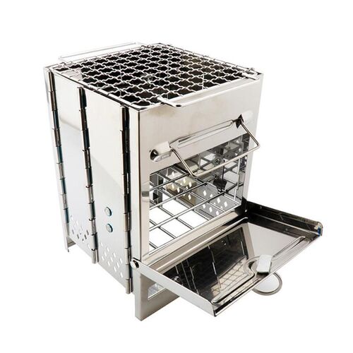Portable Grill Rack Stainless Steel Stove Pan Camping Roaste