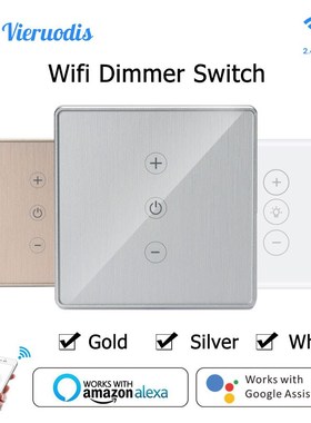 Gold/Silver Led Dimmer Wifi Switch Smart Life/Tuya Touch Con