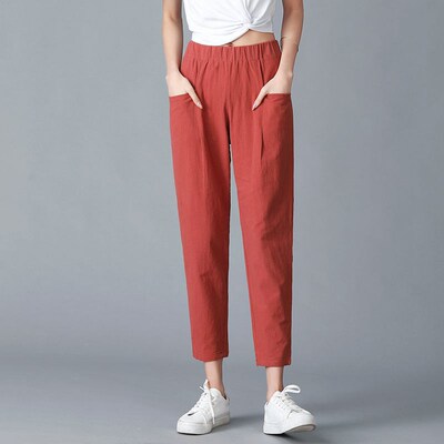 Cotton Pants for Women Trousers Loose Casual Solid Colo