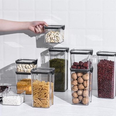 Large Plastic Food Storage Container Jar Set With Lid Kitche