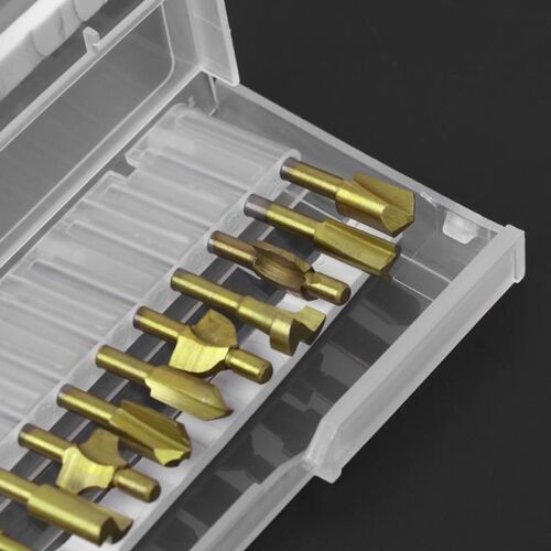 10Pcs Titanium Router Wood Milling Cutter Bits Fits Rotary T
