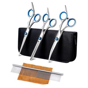 Dog Grooming Scissors Kit with Safety Round Tip Thinning Cut