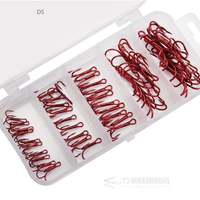 Fishing Triple Hooks 50pcs Carbon Steel Red Nickel Anchor Fi