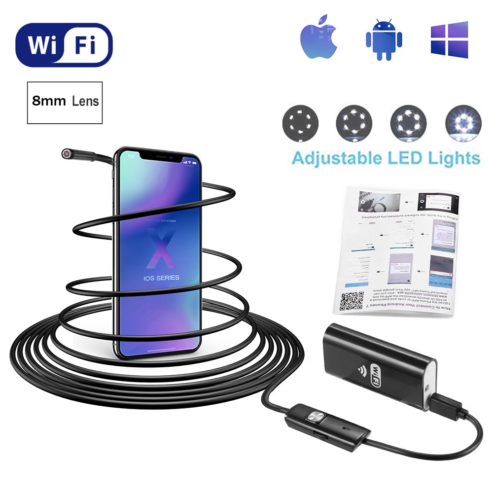 1200P HD Wifi Endoscope Camera USB IP68 Waterproof Borescope