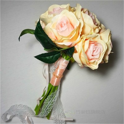 10 Heads Artificial Red Rose Flower Bouquet Wedding Bridal F