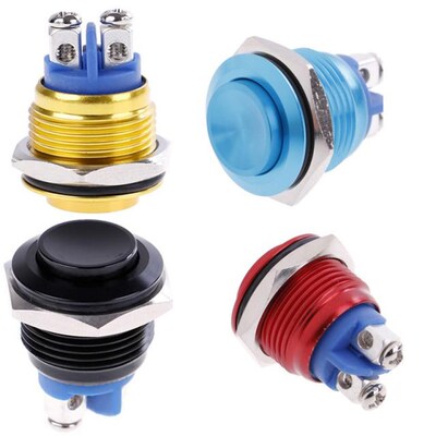 4 Colors 19mm Waterproof Black Momentary Metal Push Button R