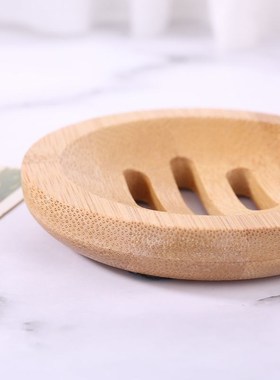 Natural Wood Soap Tray Holder Round Shape Container Storage
