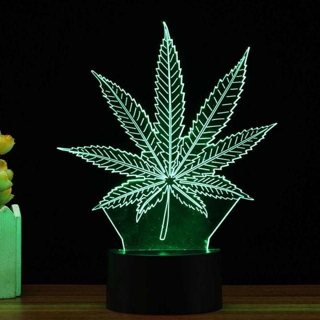 Maple Leaf 3D illusion Lamp LED Night Lights 7 Colors Changi