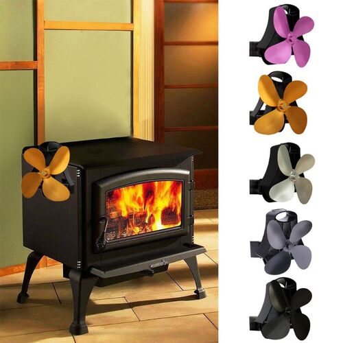 Wall Mounted Heat Self-Powered Fireplace Stove Fan Quiet 4 B