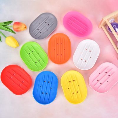 1pc Silicone Flexible Soap Dish Plate Bathroom Soap Holder T