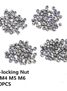 50Pcs/set M3 M4 M5 M6 DIN985 Galvanized Carbon Steel Self-lo